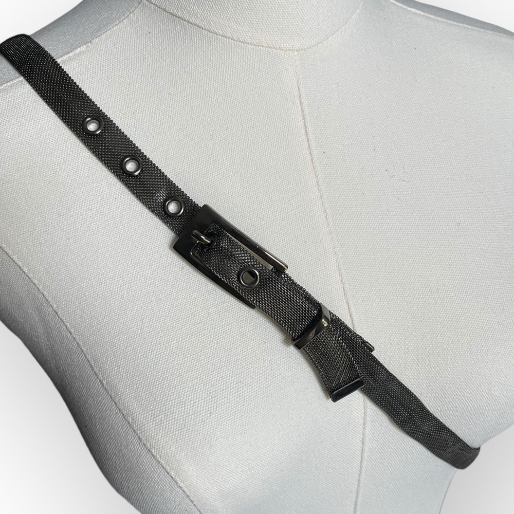 Vintage Metal Mesh Thin Belt Gunmetal Boho Style 80s Belt M 33”-37” Waist